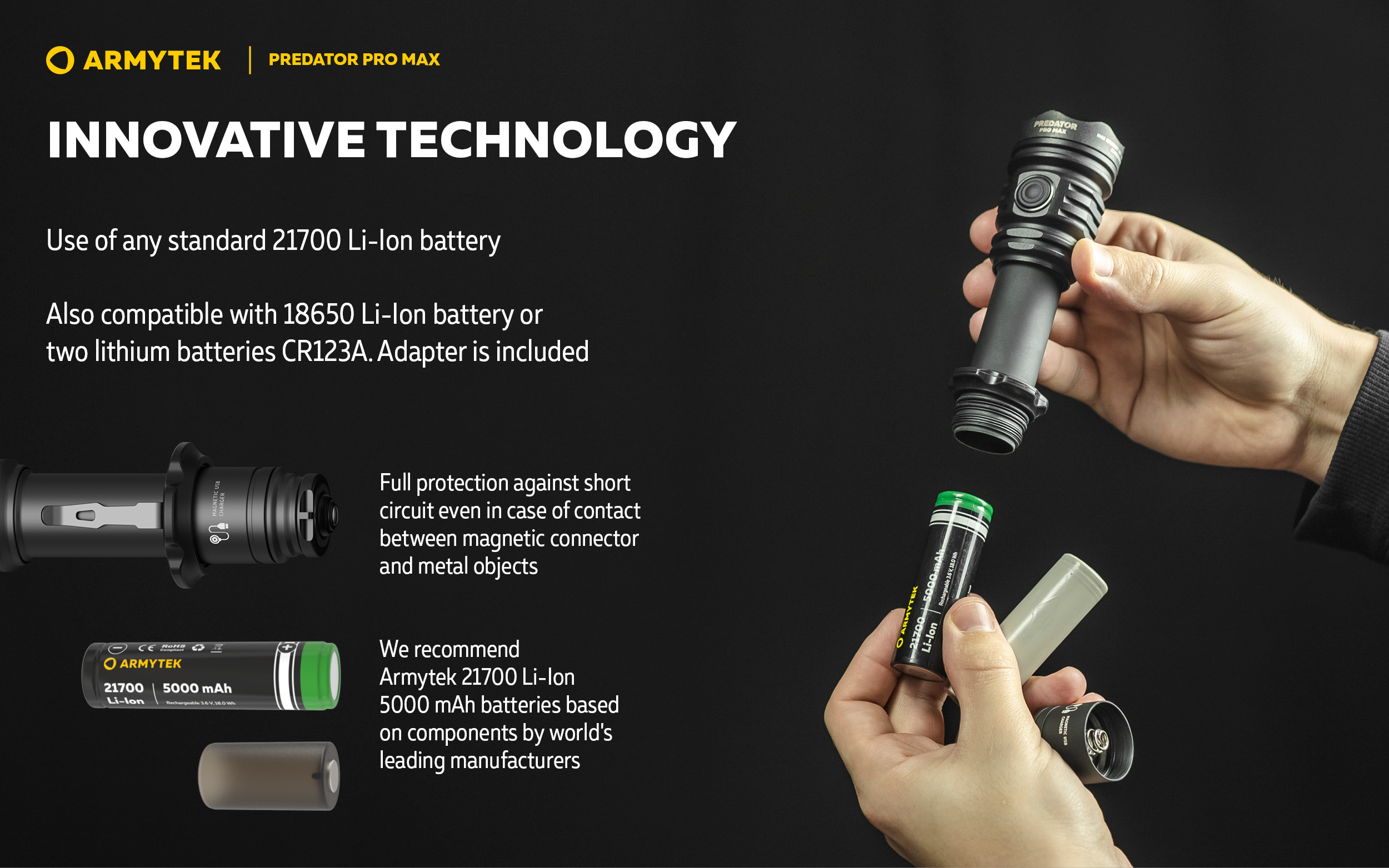 ARMYTEK Predator Pro Max Magnet USB PCB White