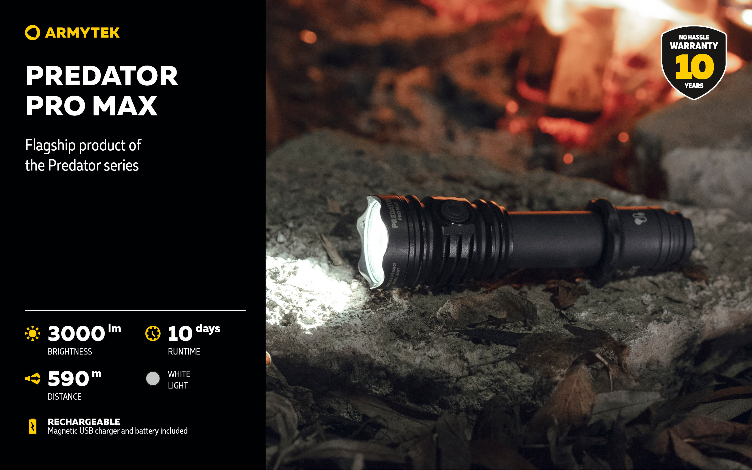 ARMYTEK Predator Pro Max Magnet USB PCB White