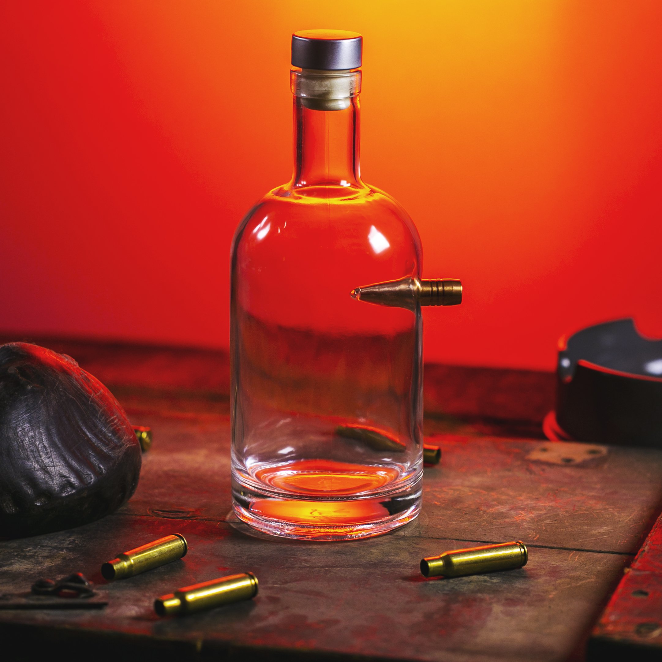 LUCKY SHOT Bullet Decanter Glass Bottle 50 CAL