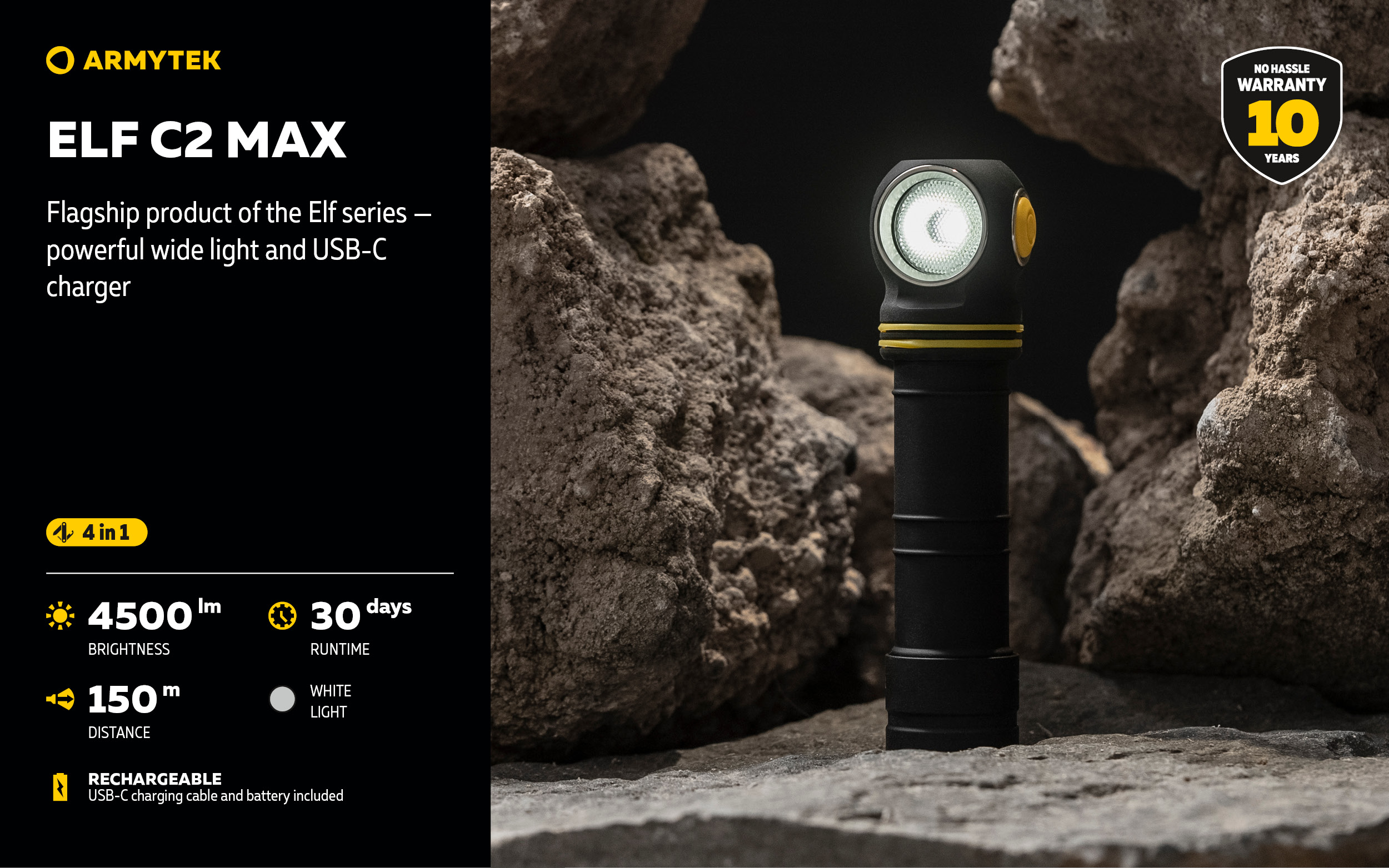 ARMYTEK Elf C2 Max USB-C PCB White