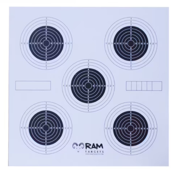 RAM TARGETS Paper Targets 5 Dots 14x14cm 100pcs