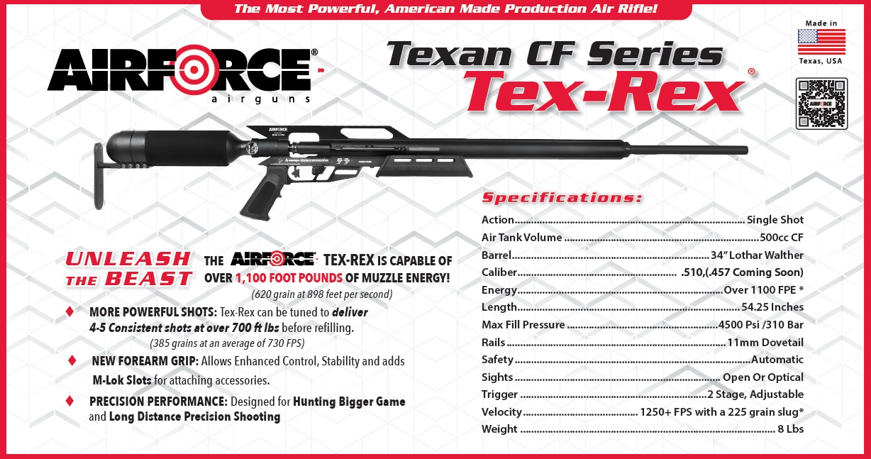 AIRFORCE PCP Airgun Tex-Rex .50 1500J