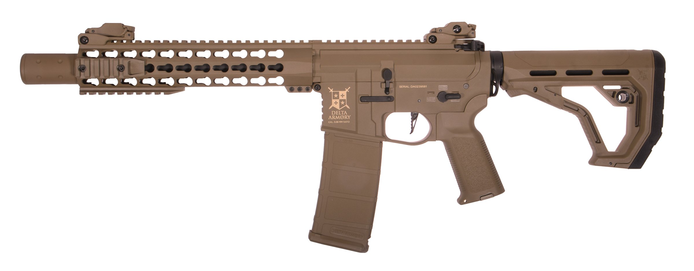 Delta Armory airsoft gun AR15 KeyMod 10" Charlie Eagle Tan