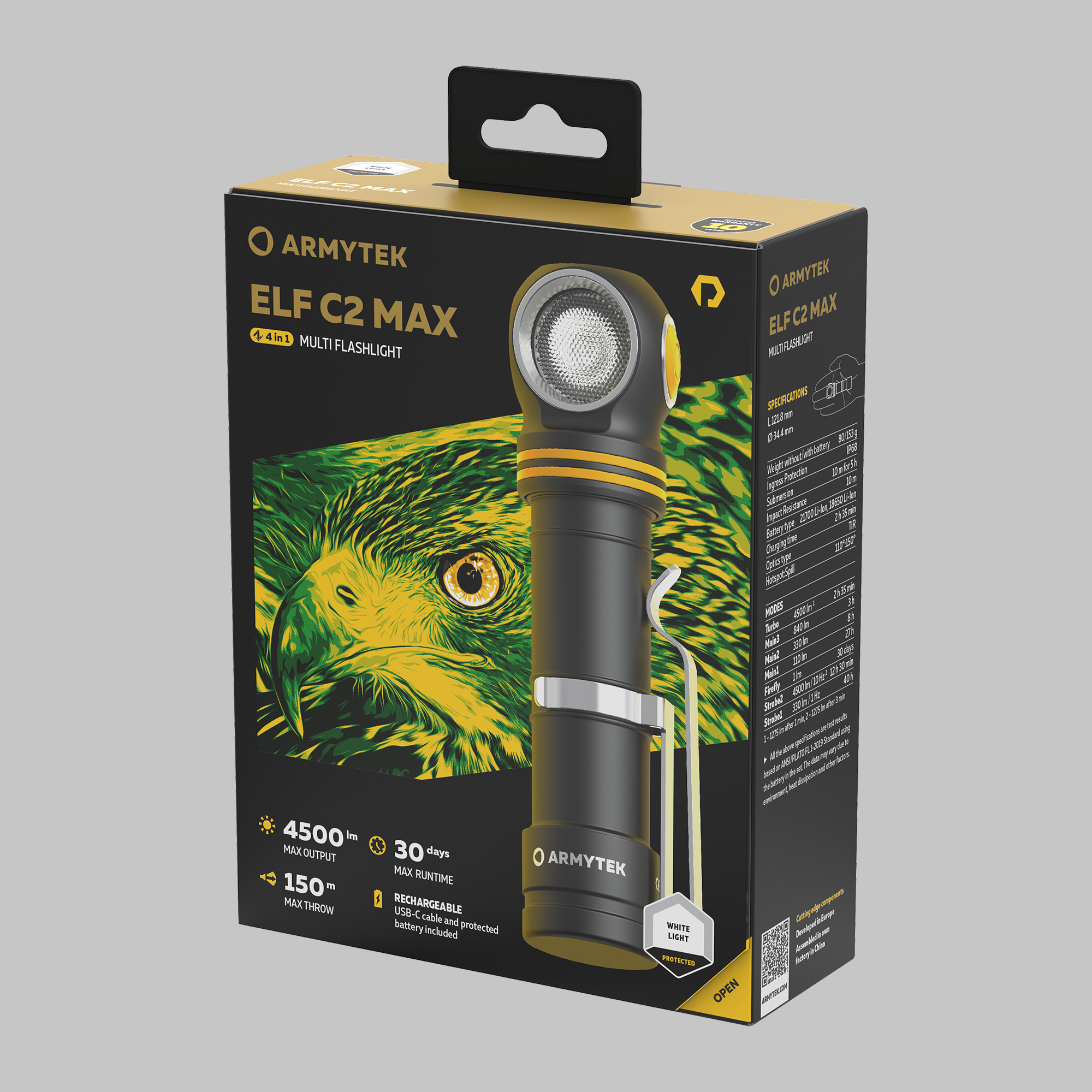 ARMYTEK Elf C2 Max USB-C PCB White